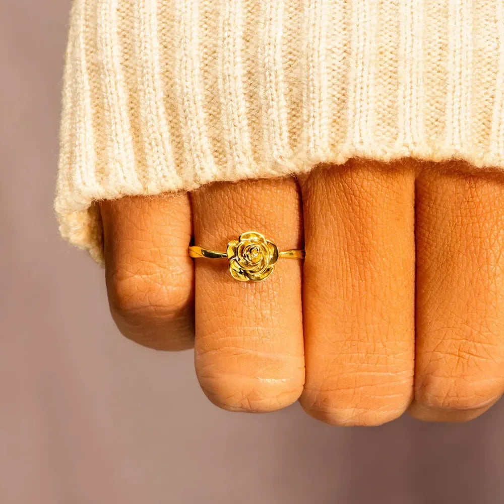 Rose Shape 18K Gold-Plated Ring - Premium Minimalist Jewelry - MINIMAL