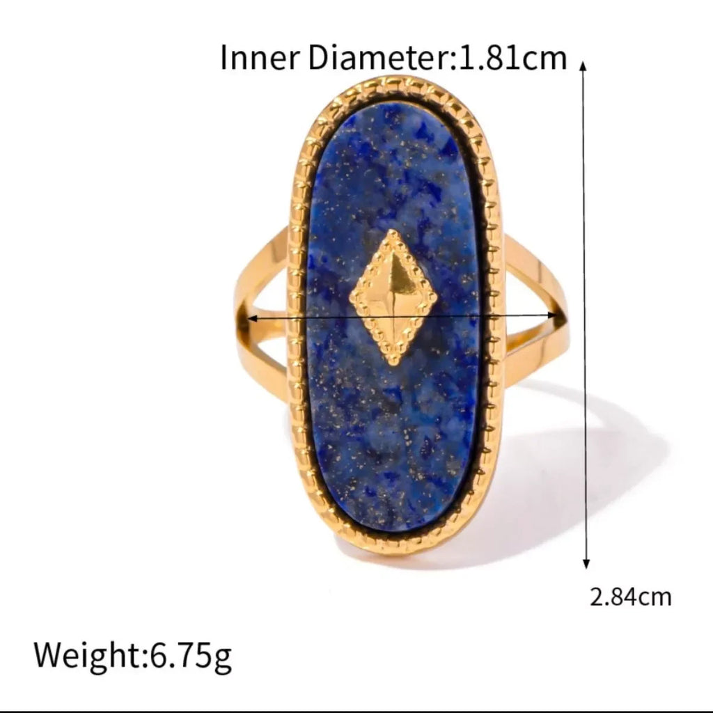 18K Gold-Plated Natural Stone Ring - Premium Minimalist Jewelry - MINIMAL