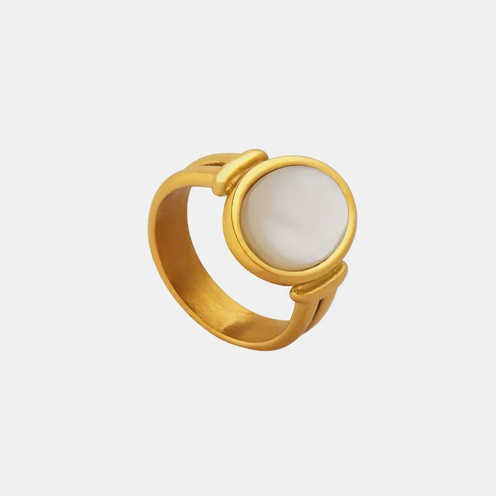 Titanium Steel White Sea Shell Ring - Premium Minimalist Jewelry - MINIMAL