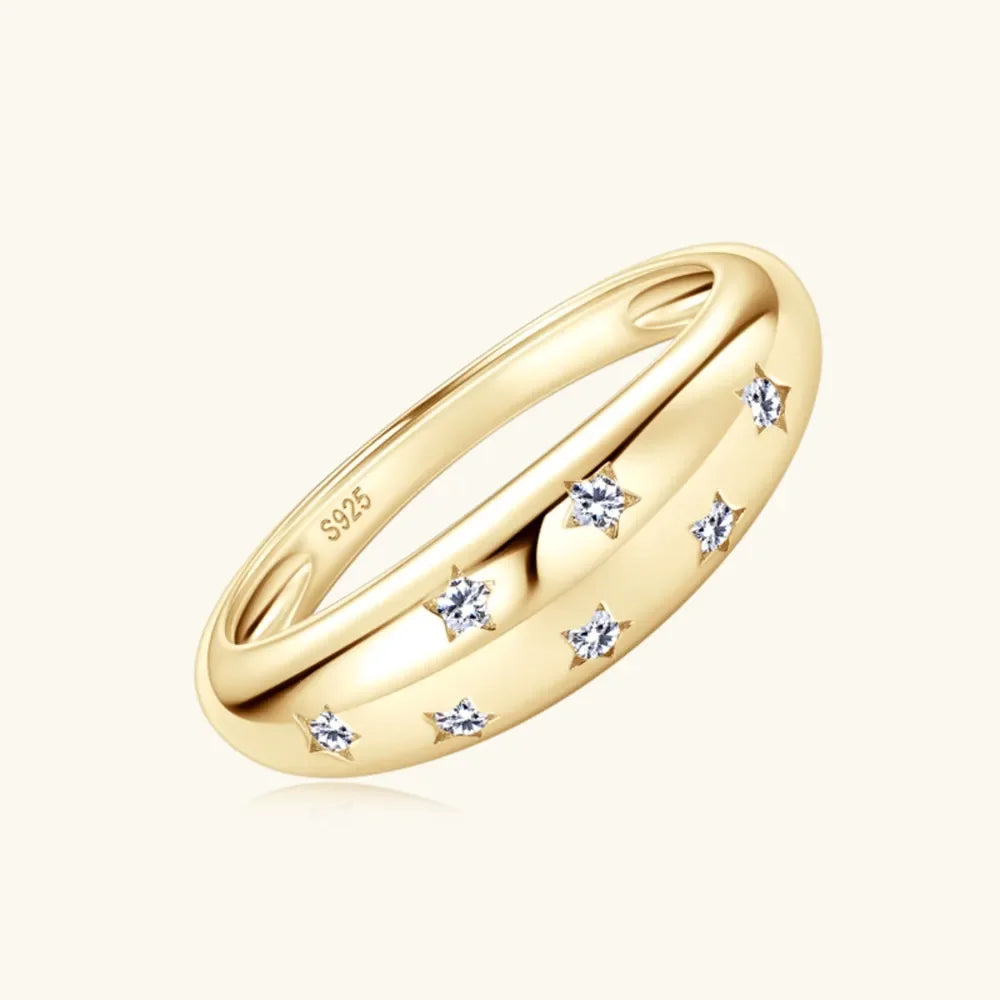 925 Sterling Silver Inlaid Moissanite Star Ring - Premium Minimalist Jewelry - MINIMAL
